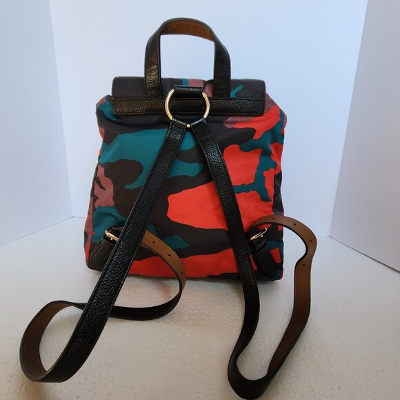 RARE Coach nylon backpack/daypack F11848 in colorful camo with leather straps - Picture 11 of 14